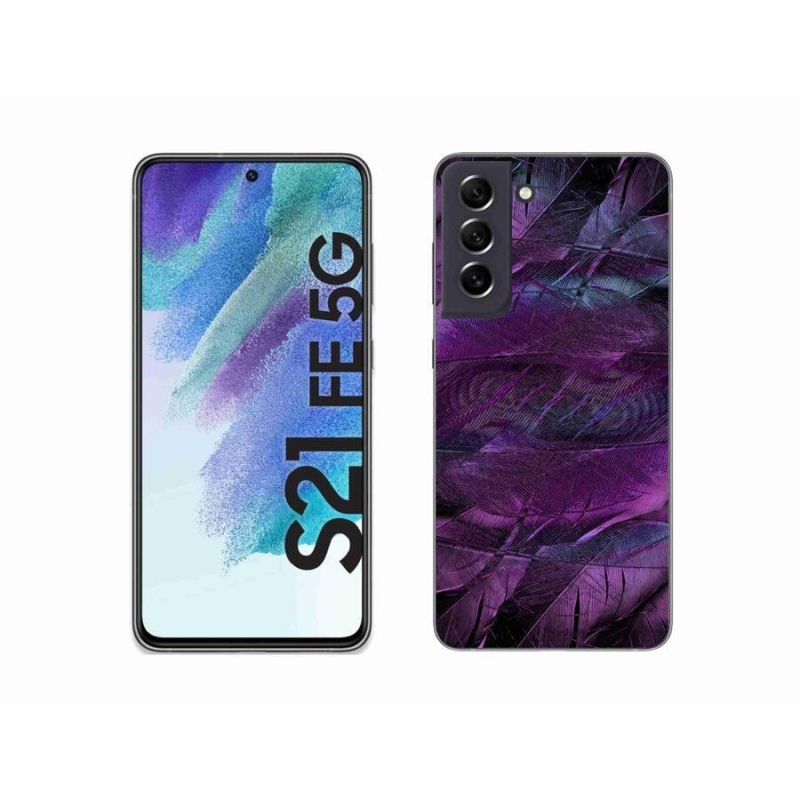 Gelový kryt mmCase na mobil Samsung Galaxy S21 FE 5G - fialová pírka