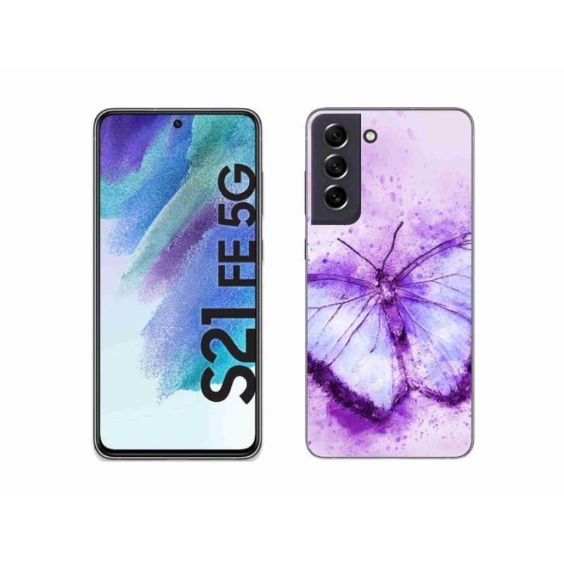 Gelový kryt mmCase na mobil Samsung Galaxy S21 FE 5G - fialový motýl