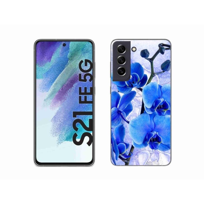 Gelový kryt mmCase na mobil Samsung Galaxy S21 FE 5G - modré květy