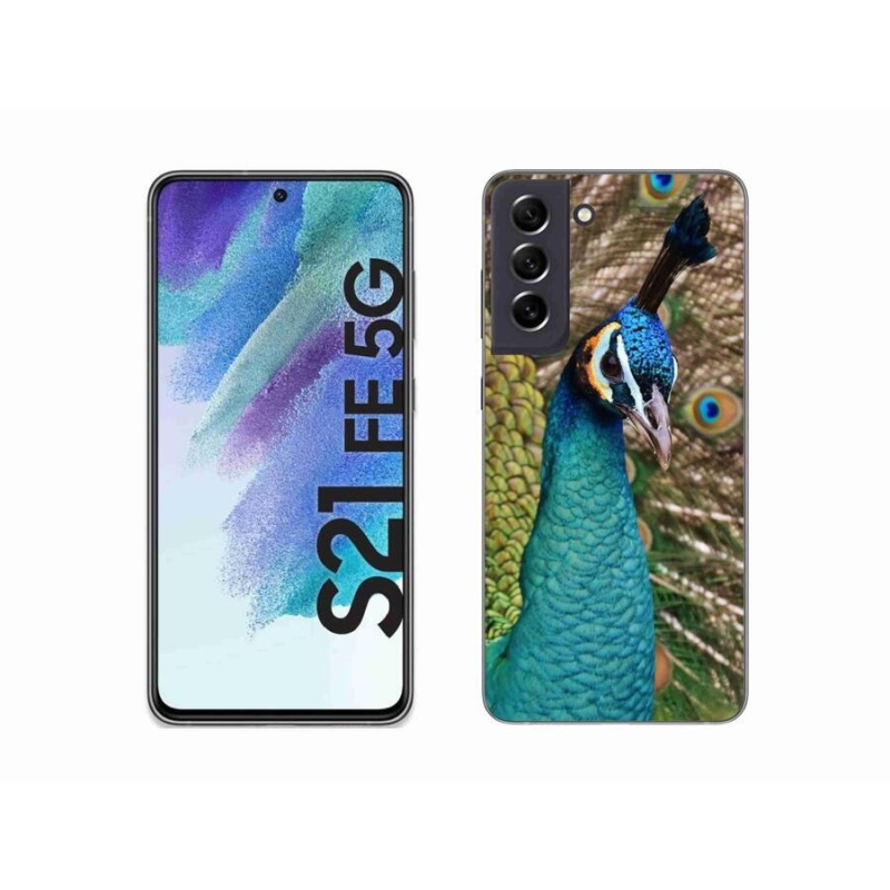 Gelový kryt mmCase na mobil Samsung Galaxy S21 FE 5G - páv