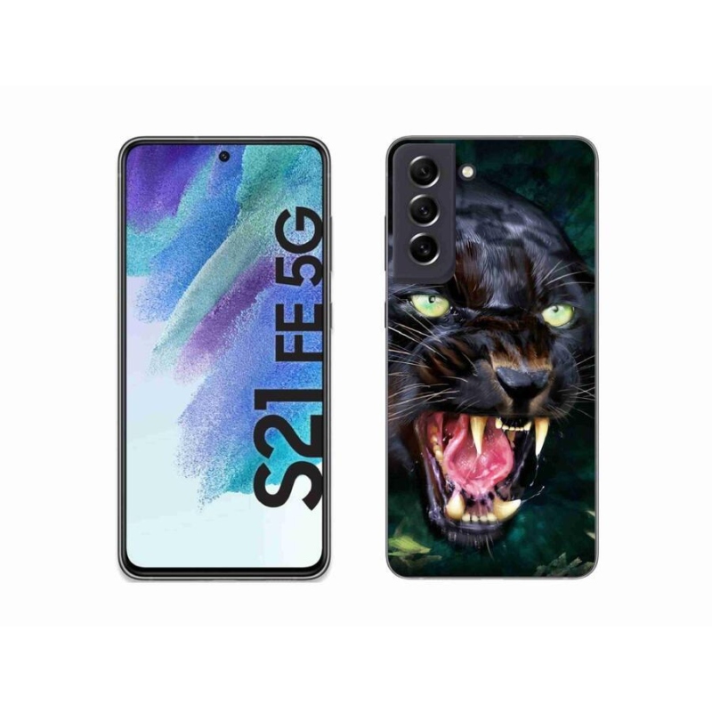 Gelový kryt mmCase na mobil Samsung Galaxy S21 FE 5G - rozzuřený černý panter
