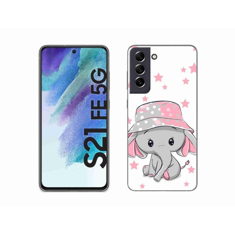Gelový kryt mmCase na mobil Samsung Galaxy S21 FE 5G - růžový slon