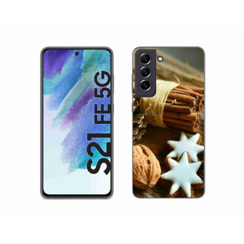 Gelový kryt mmCase na mobil Samsung Galaxy S21 FE 5G - skořice a perníčky