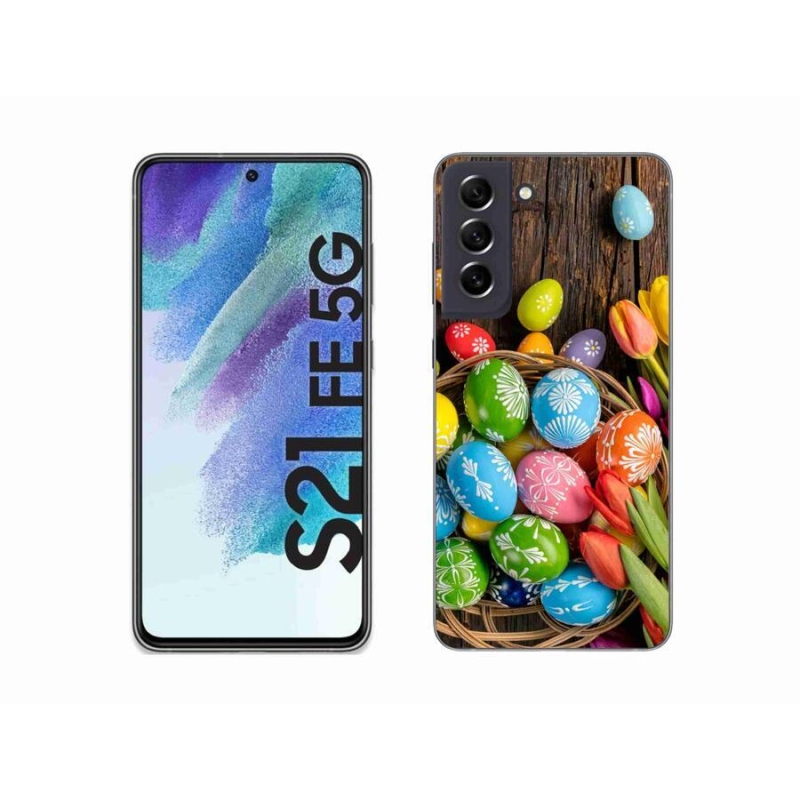 Gelový kryt mmCase na mobil Samsung Galaxy S21 FE 5G - velikonoční vajíčka