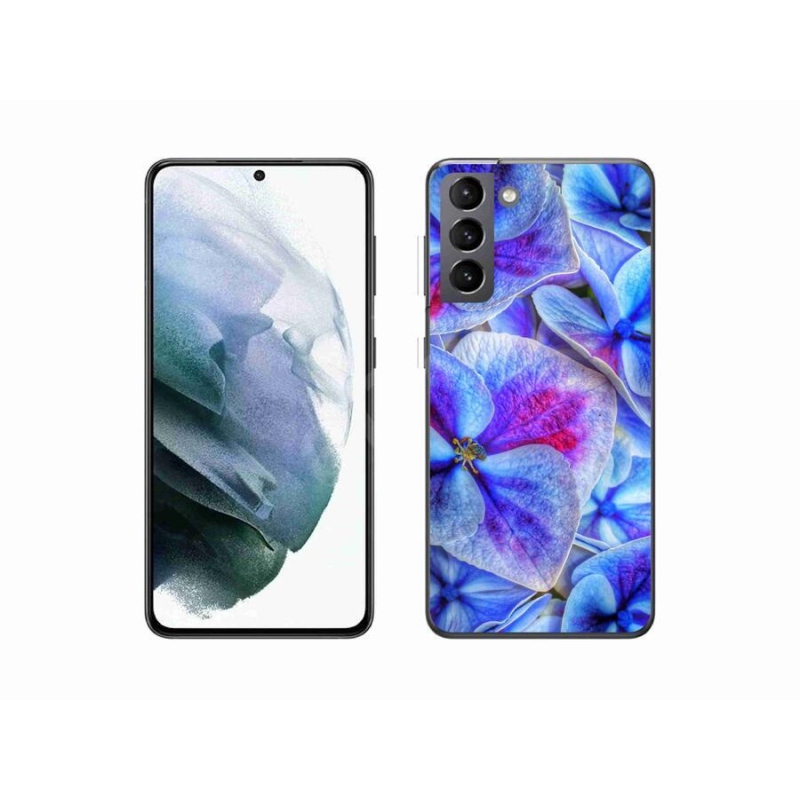 Gelový kryt mmCase na mobil Samsung Galaxy S21 - modré květy 1