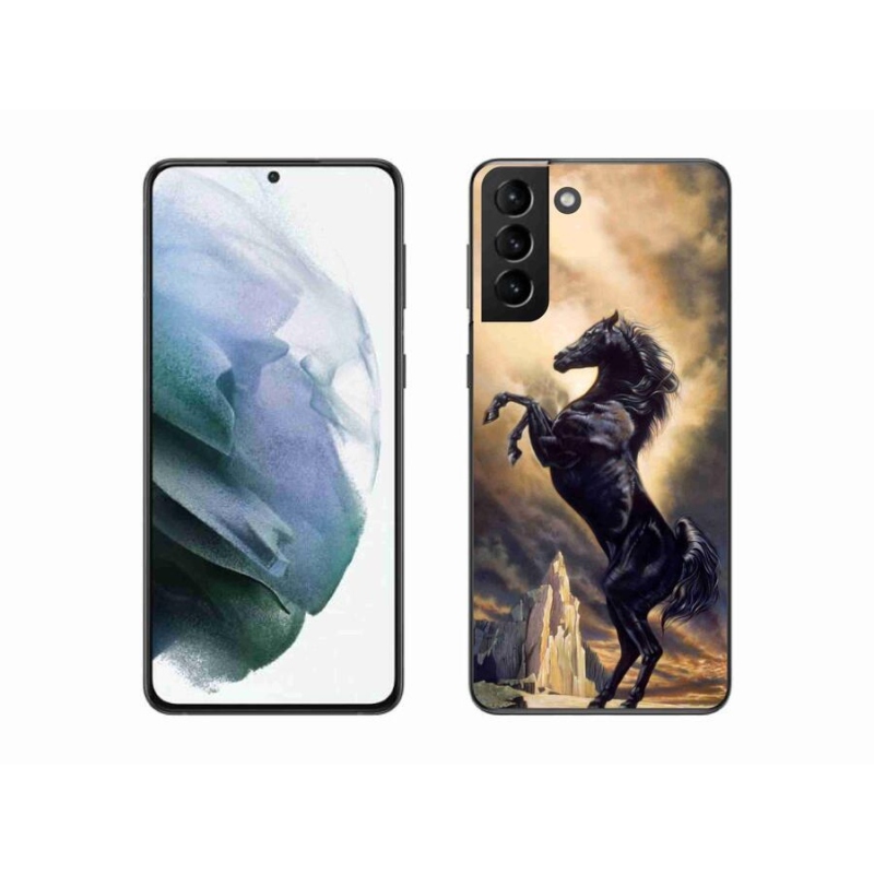 Gelový kryt mmCase na mobil Samsung Galaxy S21 Plus - černý kreslený kůň
