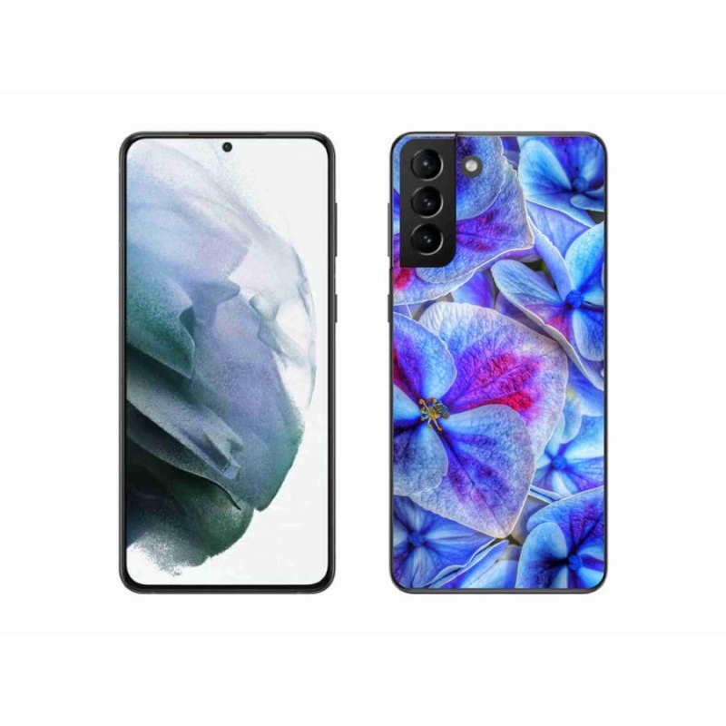 Gelový kryt mmCase na mobil Samsung Galaxy S21 Plus - modré květy 1
