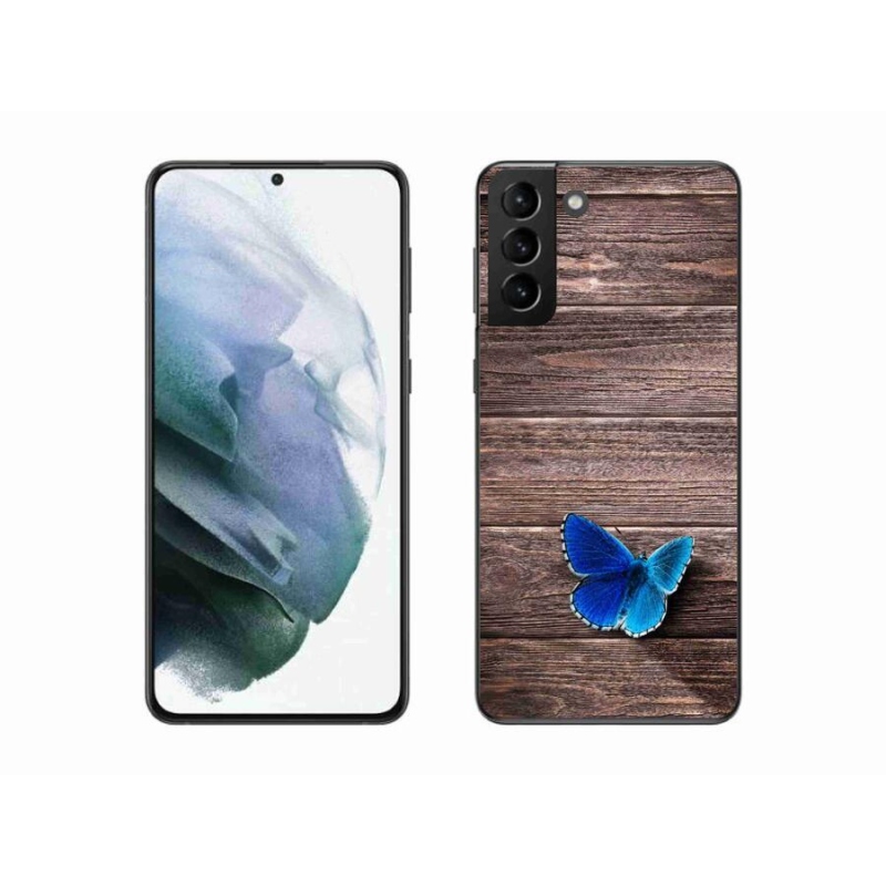 Gelový kryt mmCase na mobil Samsung Galaxy S21 Plus - modrý motýl 1