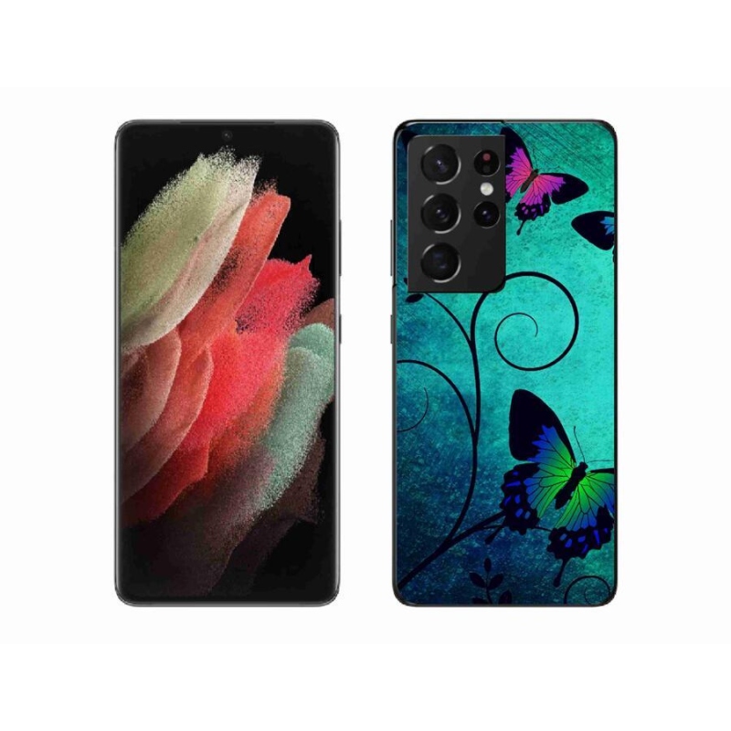 Gelový kryt mmCase na mobil Samsung Galaxy S21 Ultra 5G - barevní motýli