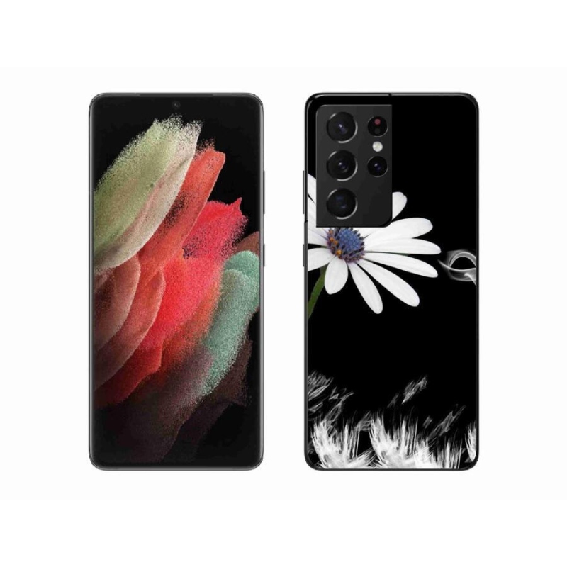 Gelový kryt mmCase na mobil Samsung Galaxy S21 Ultra 5G - bílá květina
