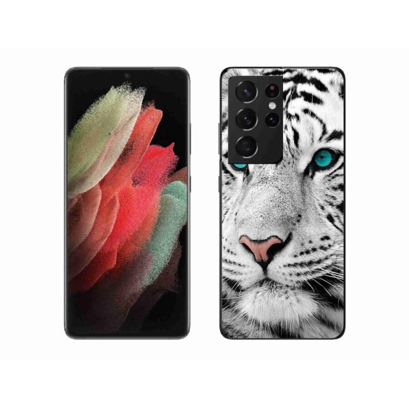 Gelový kryt mmCase na mobil Samsung Galaxy S21 Ultra 5G - bílý tygr