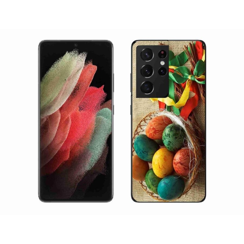 Gelový kryt mmCase na mobil Samsung Galaxy S21 Ultra 5G - pomlázky a vajíčka