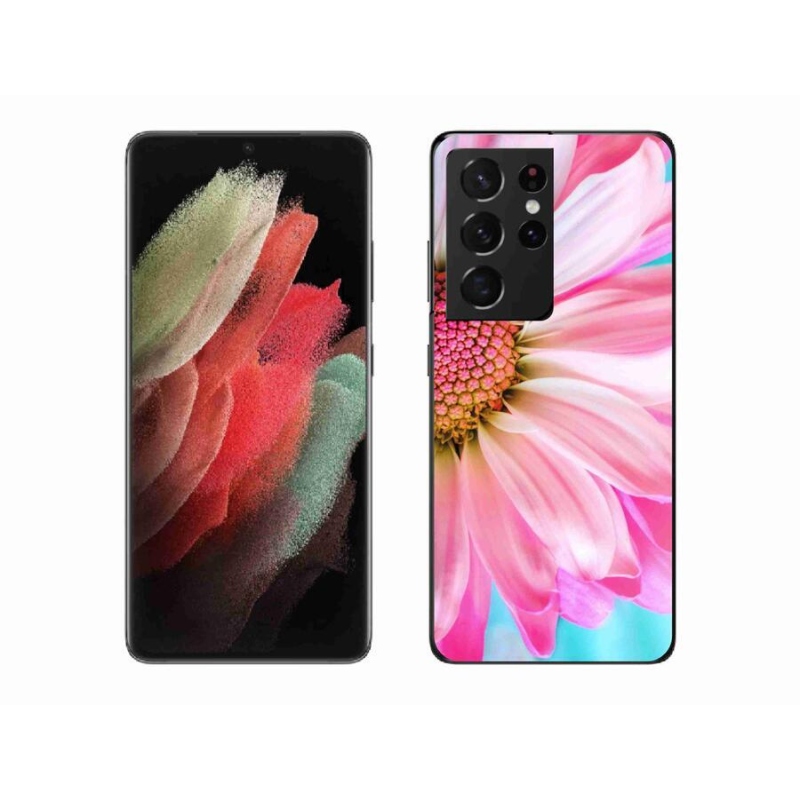 Gelový kryt mmCase na mobil Samsung Galaxy S21 Ultra 5G - růžová květina