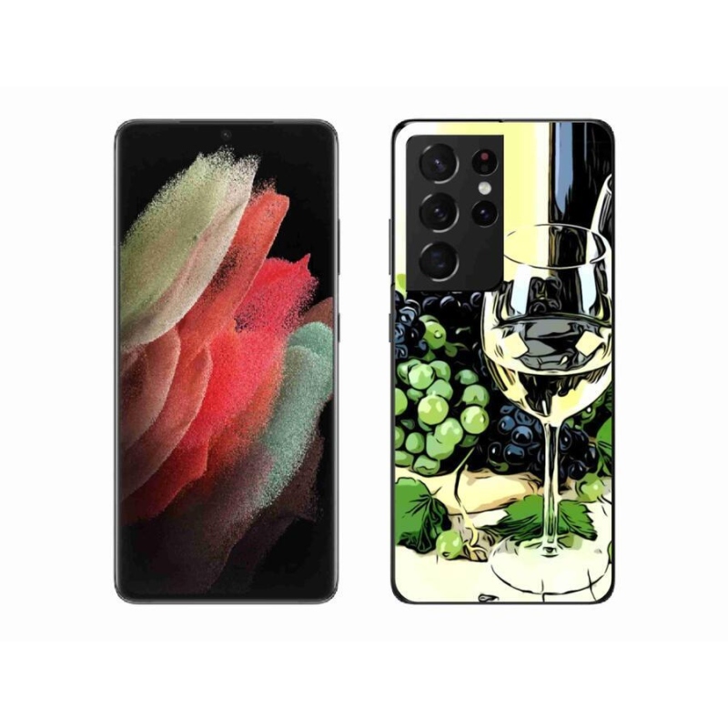 Gelový kryt mmCase na mobil Samsung Galaxy S21 Ultra 5G - sklenka vína