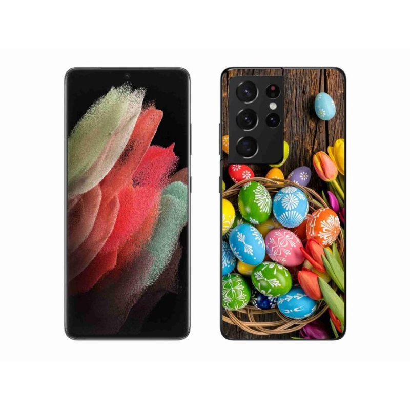 Gelový kryt mmCase na mobil Samsung Galaxy S21 Ultra 5G - velikonoční vajíčka