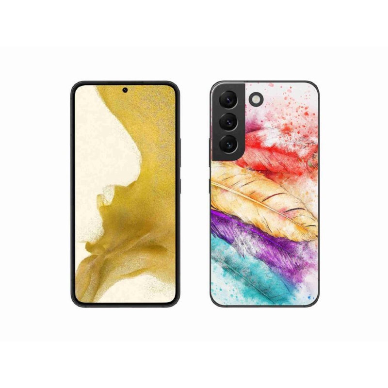 Gelový kryt mmCase na mobil Samsung Galaxy S22 5G - barevné peří