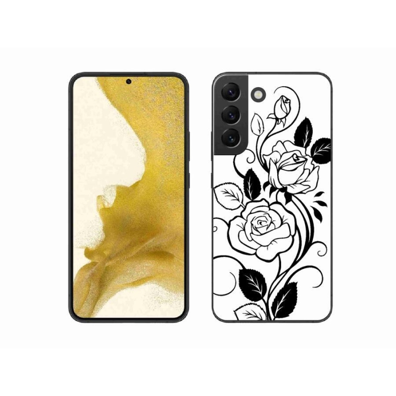Gelový kryt mmCase na mobil Samsung Galaxy S22+ 5G - černobílá růže