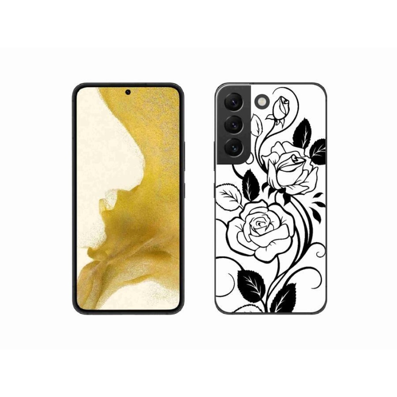 Gelový kryt mmCase na mobil Samsung Galaxy S22 5G - černobílá růže