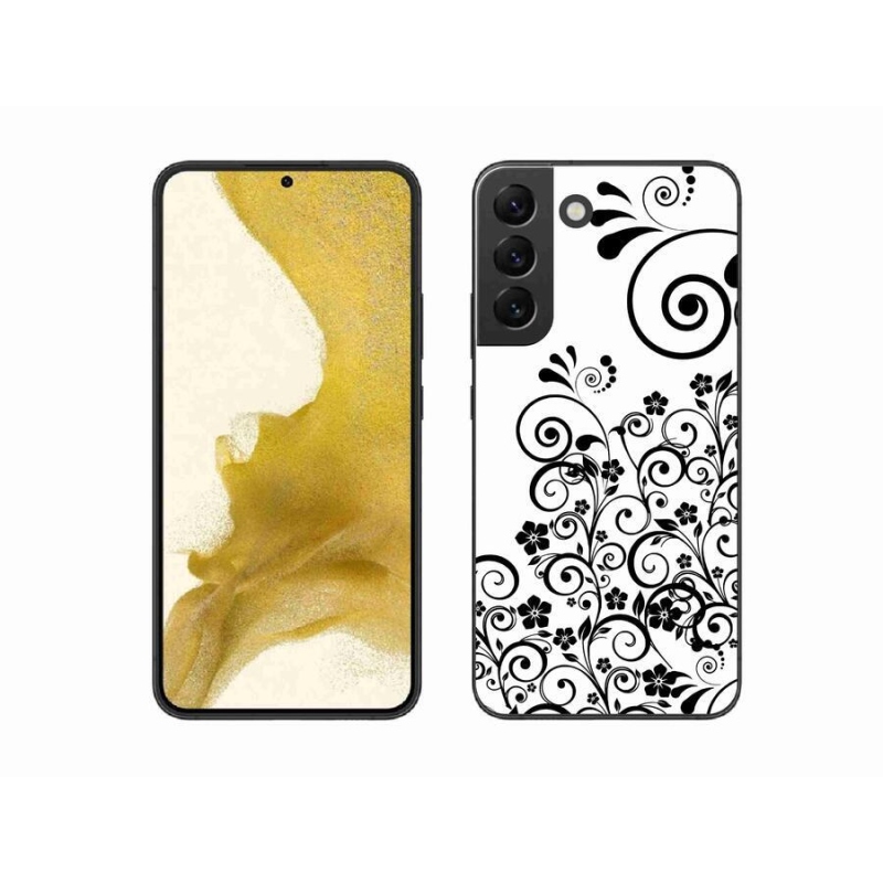 Gelový kryt mmCase na mobil Samsung Galaxy S22+ 5G - černobílé květinové vzory