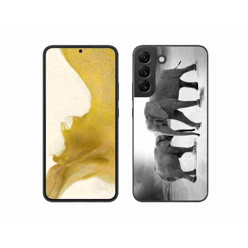 Gelový kryt mmCase na mobil Samsung Galaxy S22+ 5G - černobílí sloni