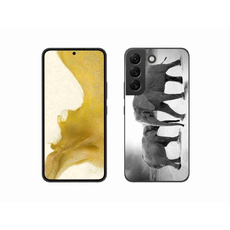 Gelový kryt mmCase na mobil Samsung Galaxy S22 5G - černobílí sloni
