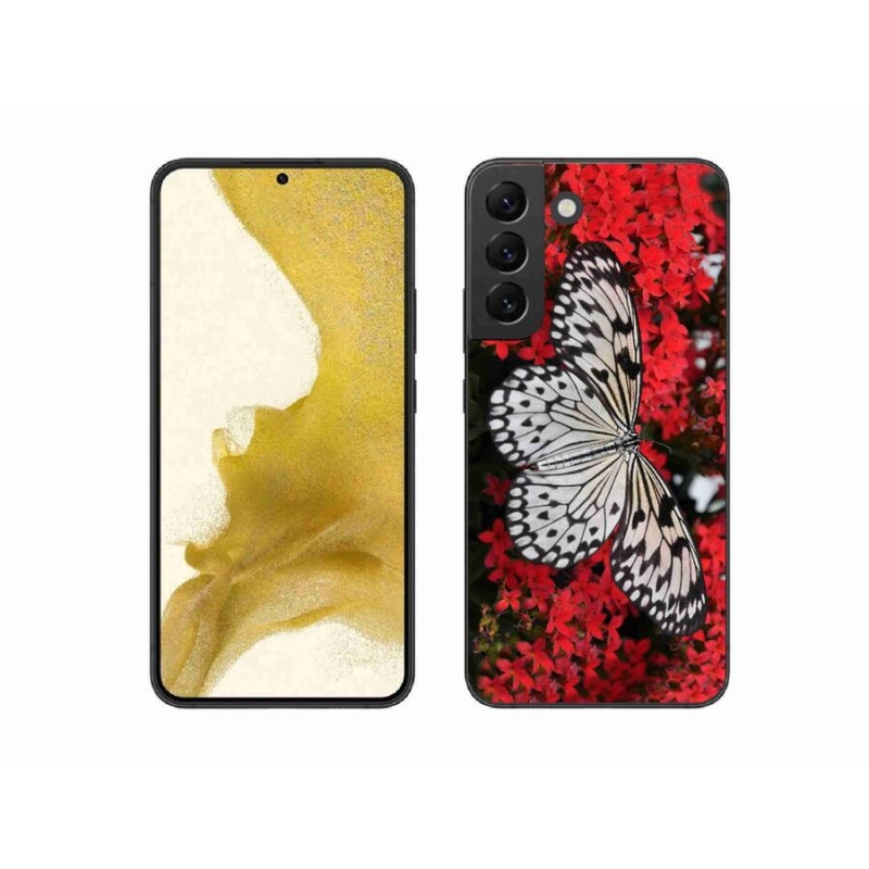 Gelový kryt mmCase na mobil Samsung Galaxy S22+ 5G - černobílý motýl 1