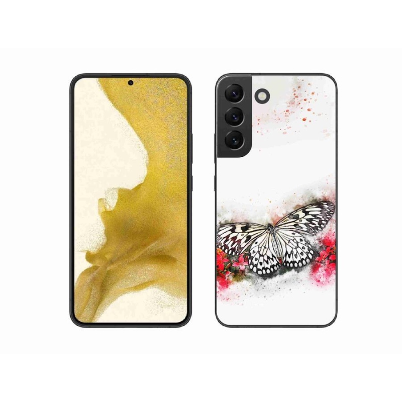 Gelový kryt mmCase na mobil Samsung Galaxy S22+ 5G - černobílý motýl