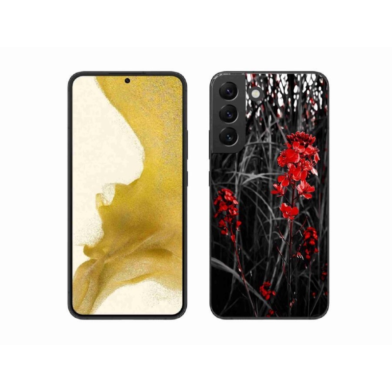 Gelový kryt mmCase na mobil Samsung Galaxy S22+ 5G - červená rostlina