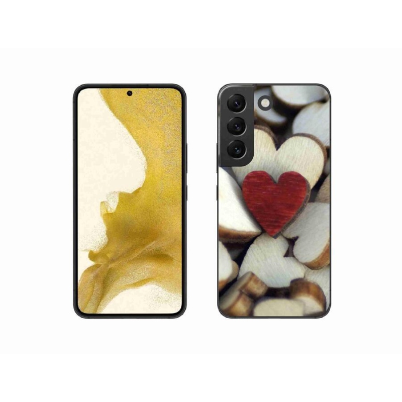 Gelový kryt mmCase na mobil Samsung Galaxy S22 5G - gravírované červené srdce