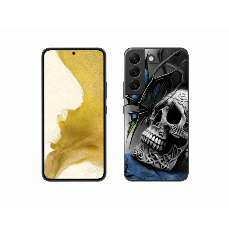Gelový kryt mmCase na mobil Samsung Galaxy S22 5G - motýl a lebka