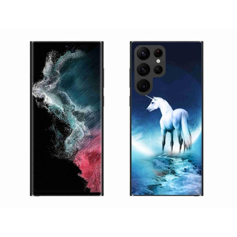 Gelový kryt mmCase na mobil Samsung Galaxy S22 Ultra 5G - bílý jednorožec