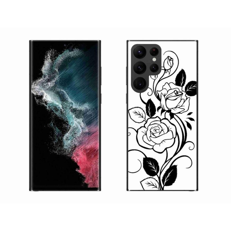 Gelový kryt mmCase na mobil Samsung Galaxy S22 Ultra 5G - černobílá růže