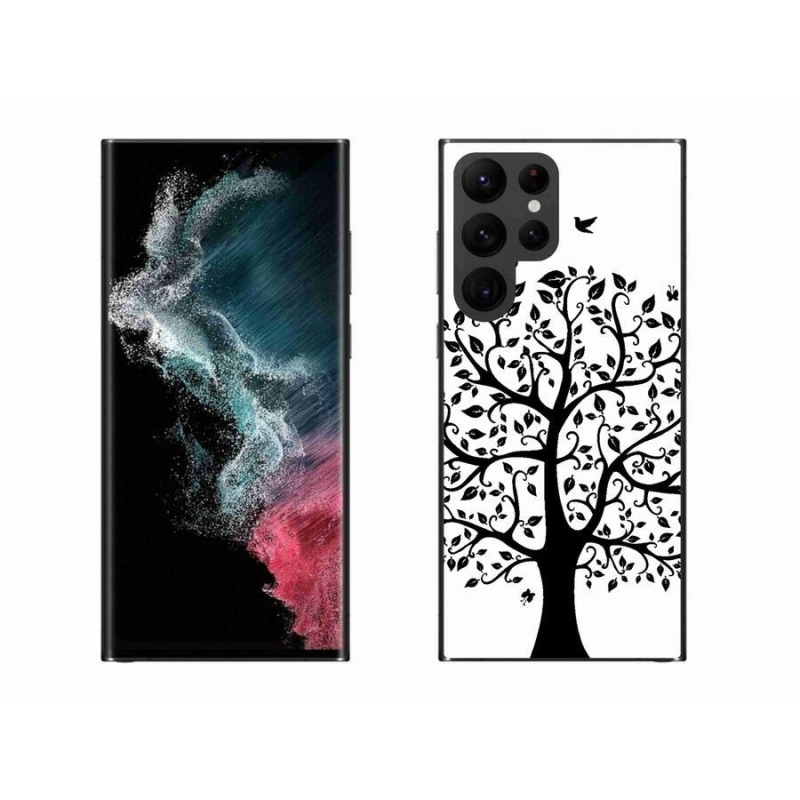 Gelový kryt mmCase na mobil Samsung Galaxy S22 Ultra 5G - černobílý strom