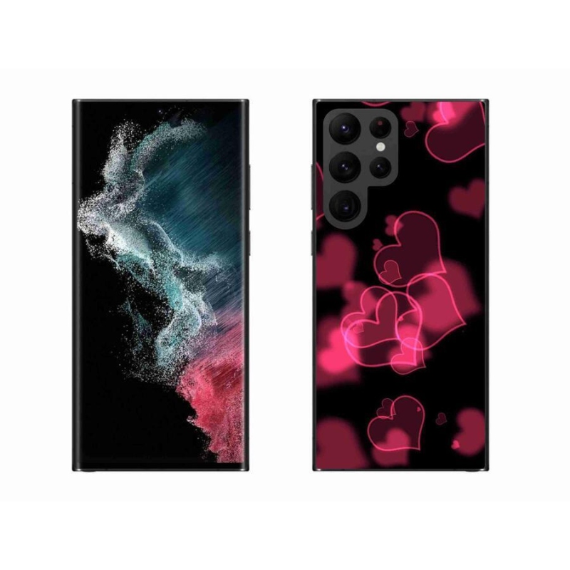 Gelový kryt mmCase na mobil Samsung Galaxy S22 Ultra 5G - červená srdíčka