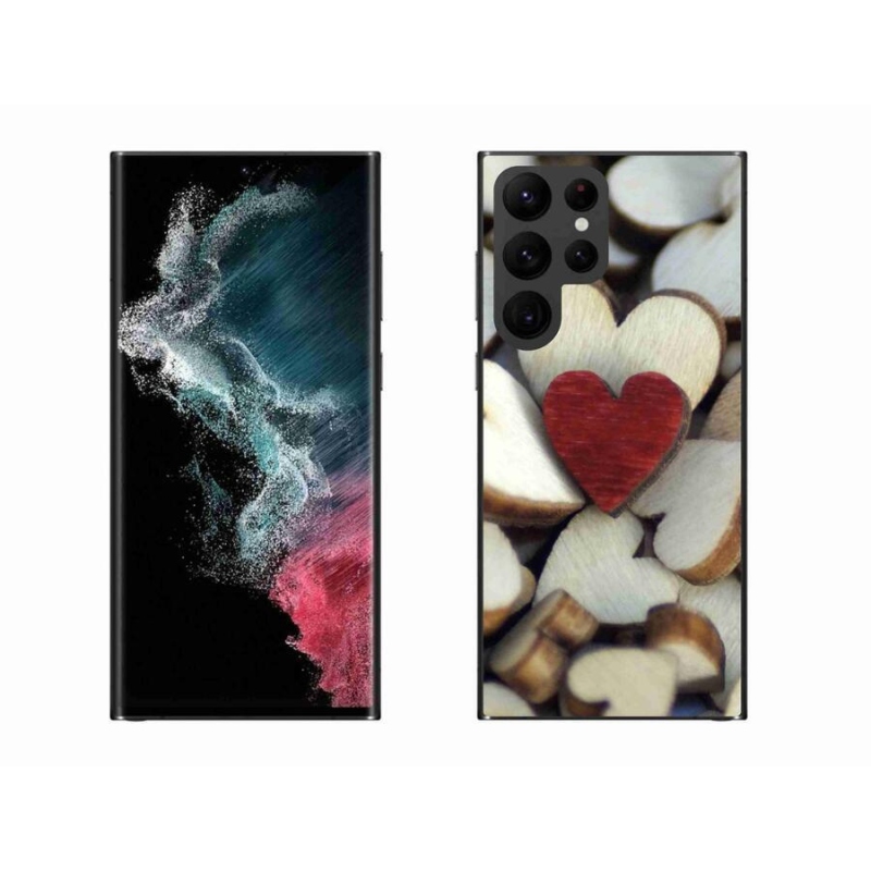 Gelový kryt mmCase na mobil Samsung Galaxy S22 Ultra 5G - gravírované červené srdce