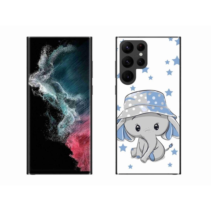 Gelový kryt mmCase na mobil Samsung Galaxy S22 Ultra 5G - modrý slon