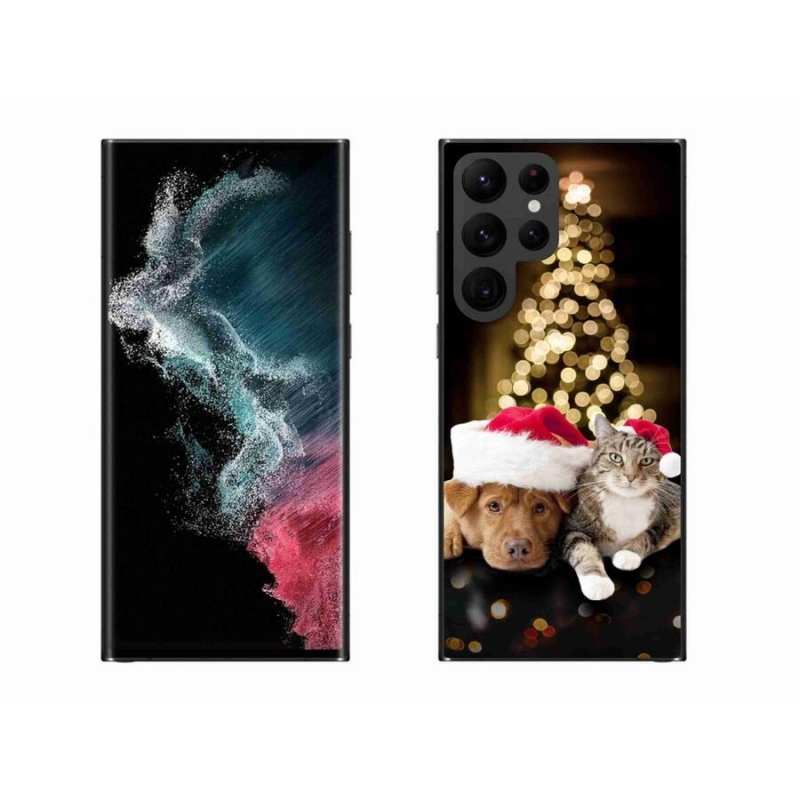 Gelový kryt mmCase na mobil Samsung Galaxy S22 Ultra 5G - vánoční pes a kočka