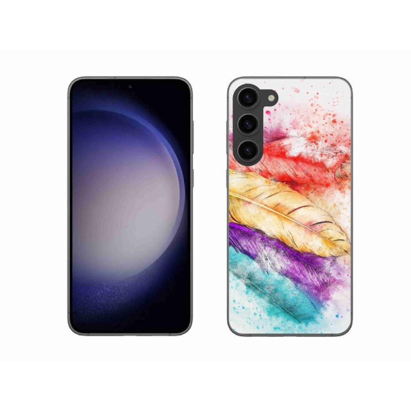 Gelový kryt mmCase na mobil Samsung Galaxy S23+ 5G - barevné peří