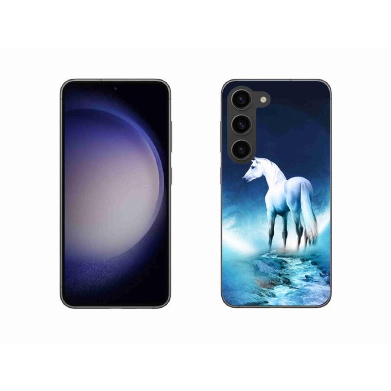 Gelový kryt mmCase na mobil Samsung Galaxy S23 5G - bílý jednorožec