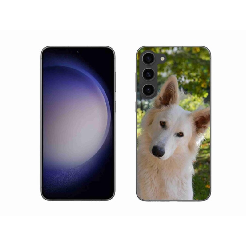 Gelový kryt mmCase na mobil Samsung Galaxy S23+ 5G - bílý švýcarský ovčák 1