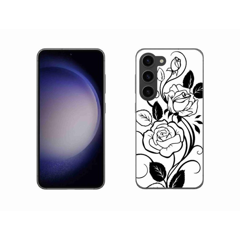 Gelový kryt mmCase na mobil Samsung Galaxy S23 5G - černobílá růže