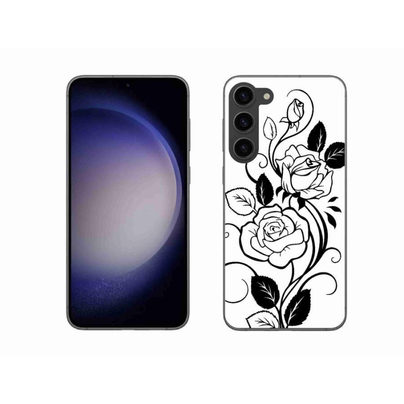 Gelový kryt mmCase na mobil Samsung Galaxy S23+ 5G - černobílá růže