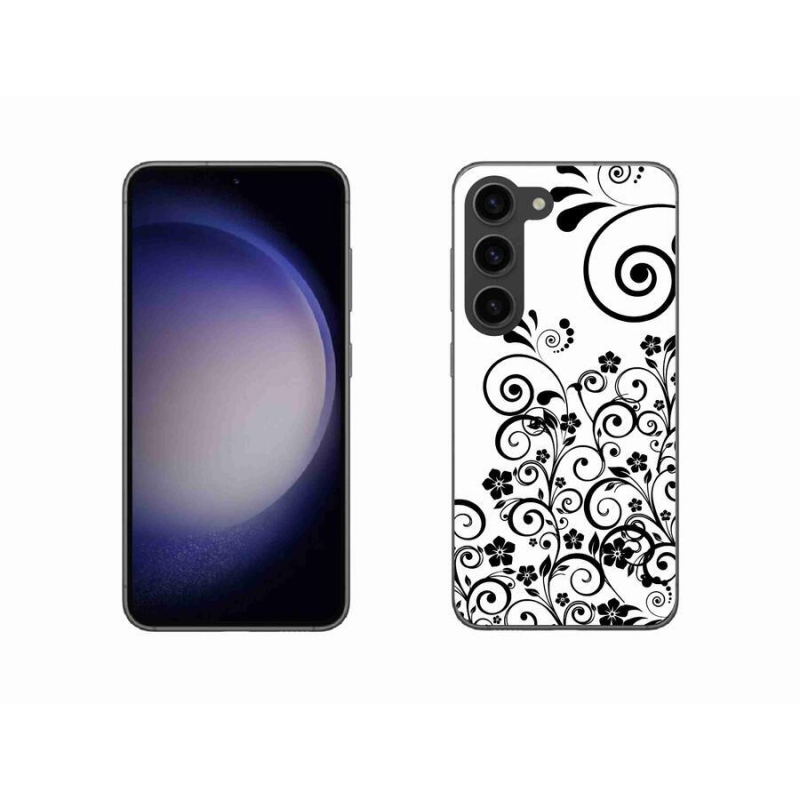 Gelový kryt mmCase na mobil Samsung Galaxy S23 5G - černobílé květinové vzory
