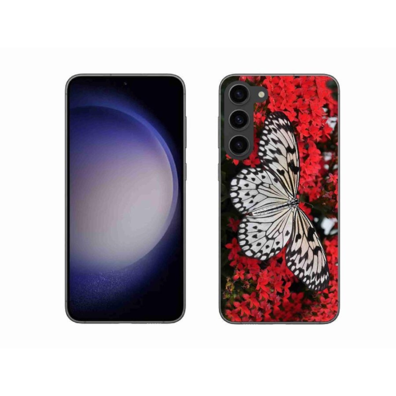 Gelový kryt mmCase na mobil Samsung Galaxy S23+ 5G - černobílý motýl 1