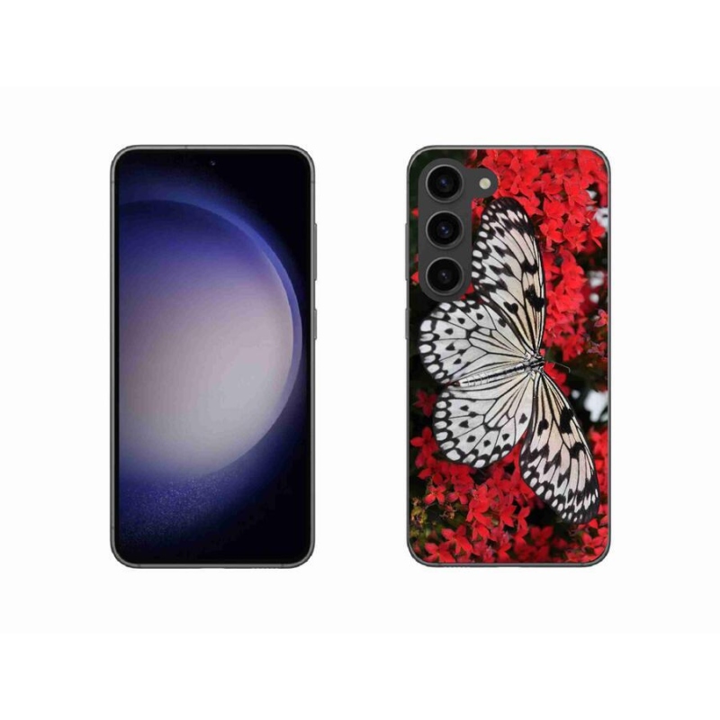 Gelový kryt mmCase na mobil Samsung Galaxy S23 5G - černobílý motýl 1