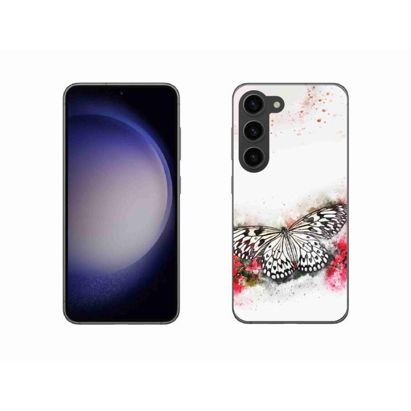 Gelový kryt mmCase na mobil Samsung Galaxy S23 5G - černobílý motýl