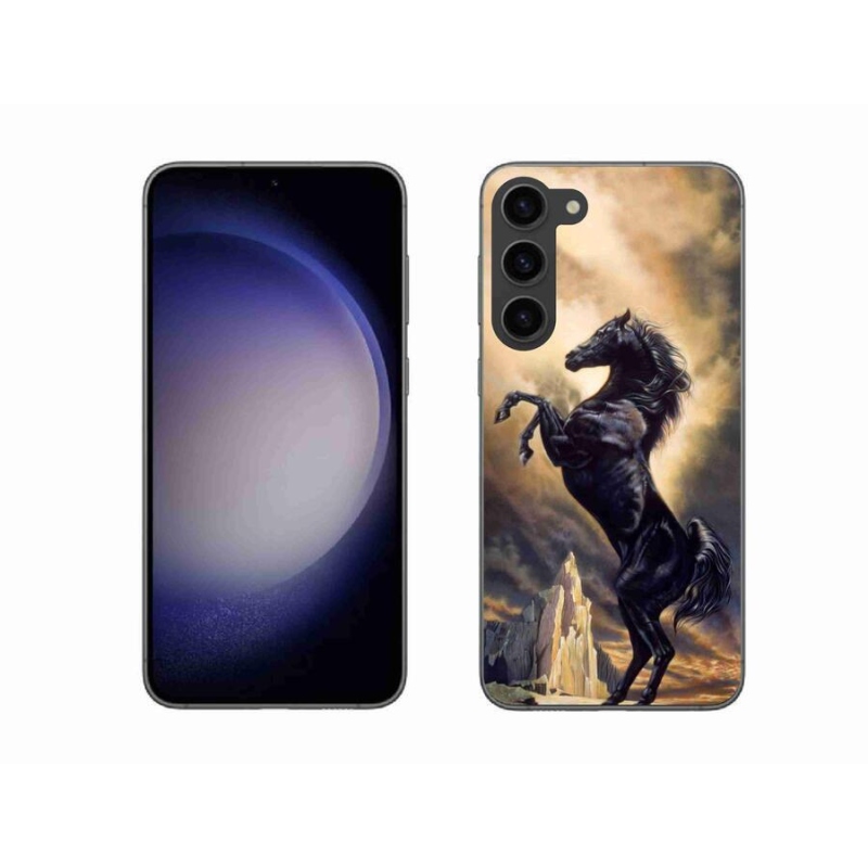 Gelový kryt mmCase na mobil Samsung Galaxy S23+ 5G - černý kreslený kůň
