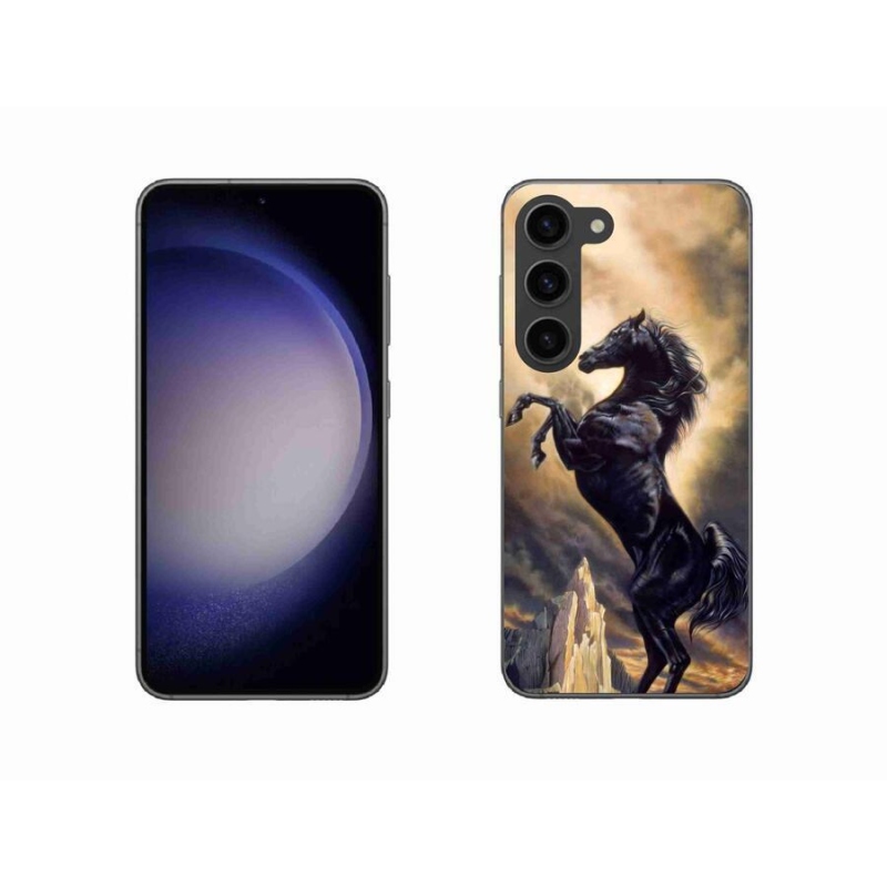 Gelový kryt mmCase na mobil Samsung Galaxy S23 5G - černý kreslený kůň
