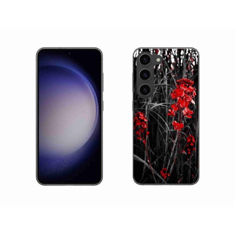 Gelový kryt mmCase na mobil Samsung Galaxy S23 5G - červená rostlina