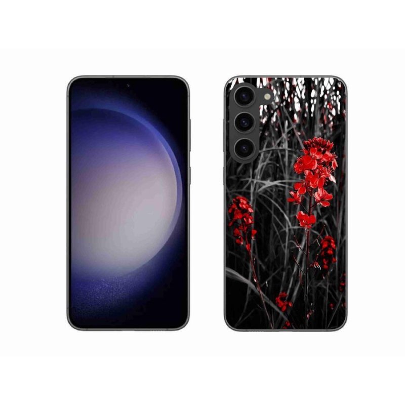 Gelový kryt mmCase na mobil Samsung Galaxy S23+ 5G - červená rostlina